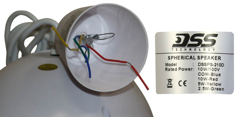 DSSPS-210D Подвесной сферический громкоговоритель, 10 Вт DSSPS-210D Подвесной сферический громкоговоритель, 10 Вт