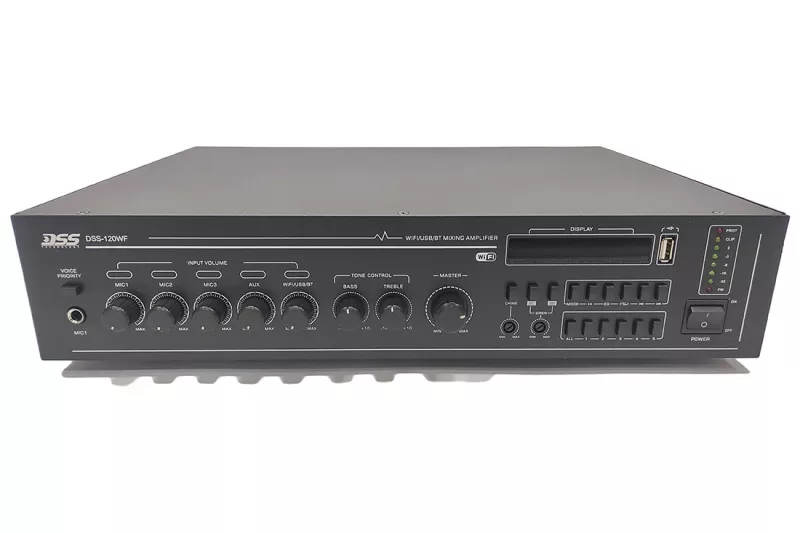DSS-120WF усилитель 120 Вт/100В, WIFI, MP3, FM, Bluetooth, SD DSS-120WF усилитель 120 Вт/100В, WIFI, MP3, FM, Bluetooth, SD