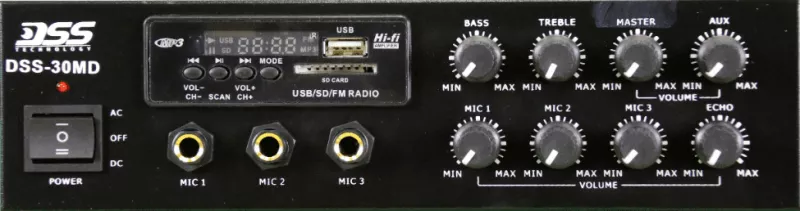 DSS-30MD микшер-усилитель c MP3/SD/FM/Bluetooth, 30 Вт/100 В DSS-30MD микшер-усилитель c MP3/SD/FM/Bluetooth, 30 Вт/100 В