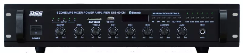 DSS-6240M микшер-усилитель MP3/FM, 240 Вт/100 В DSS-6240M микшер-усилитель MP3/FM, 240 Вт/100 В